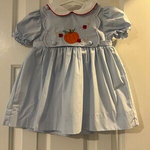 Petit Ami light blue fall themed short sleeve girls dress